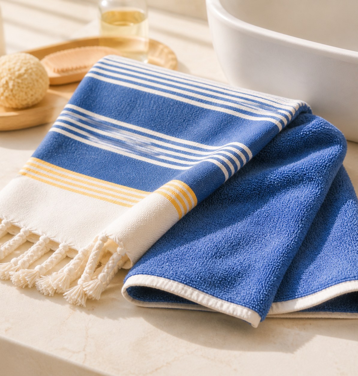Terry-backed pestemal, flat face and towel back